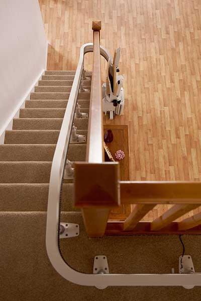 Acorn modular curved stairlift on staircase