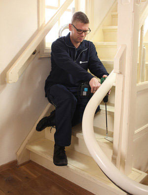 Handicare curved stairlift installation